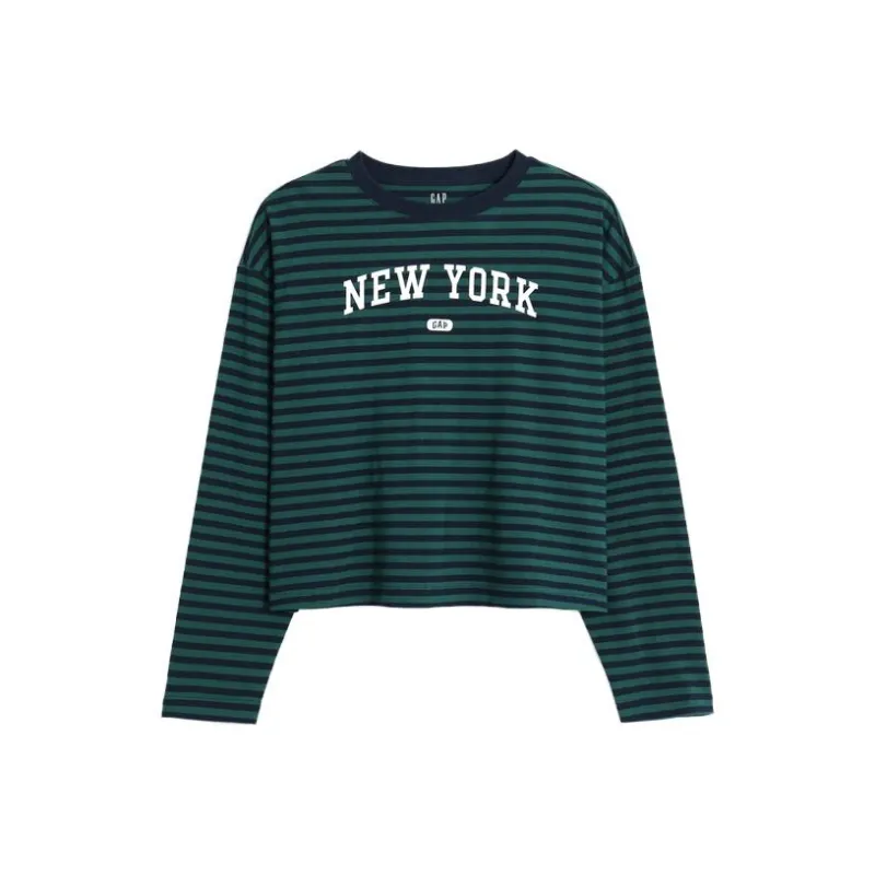 GAP T-Shirts Women's Blue Green Stripes-0