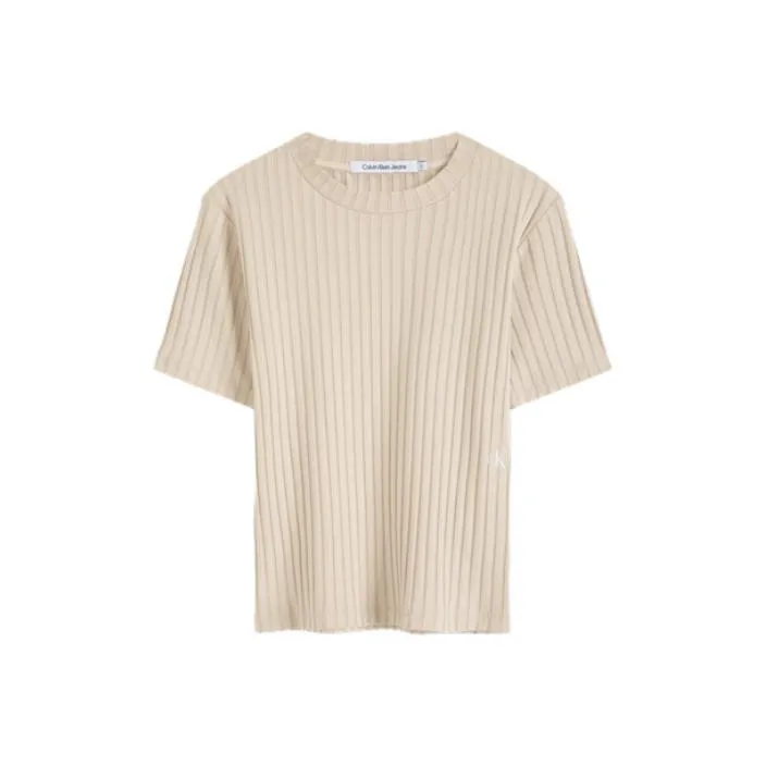 CALVIN KLEIN Drop Shoulder Sleeve T Shirt Women's Oat Milk-0
