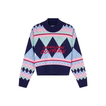 VERSACE Jeans Couture Argyle knit Logo embroidered Jumper