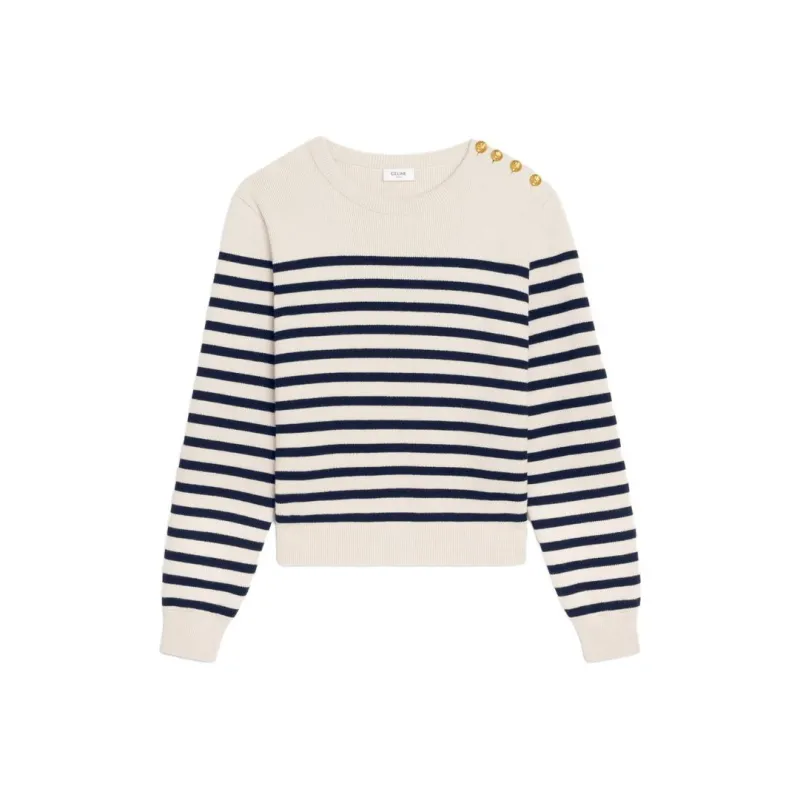 CELINE Striped Crewneck Knitted Jumper-0