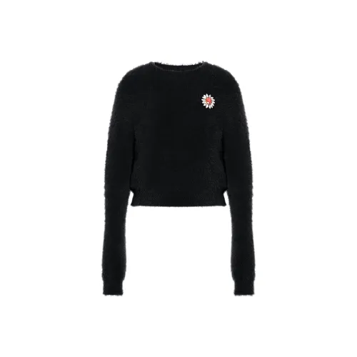 MOSCHINO Jewel Flower Soft Fabric Jumper Sweater Women's Black