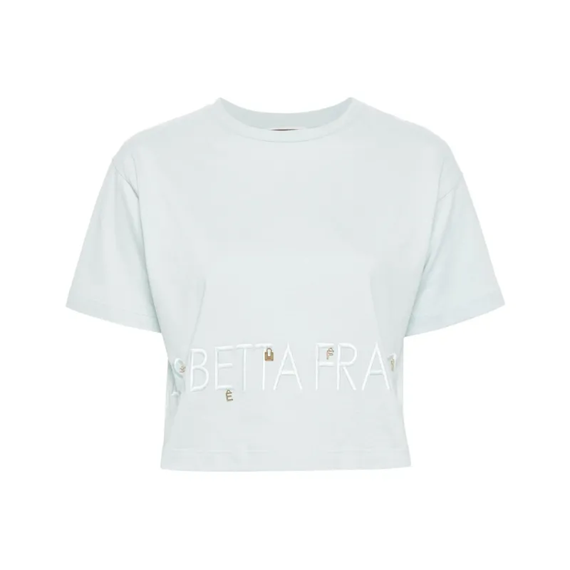 Elisabetta Franchi Logo Embroidered Cropped T Shirt-0