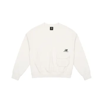 New Balance Crew Neck Loose Fit Sweatshirt Fall And Winter Spring Women's Ivory