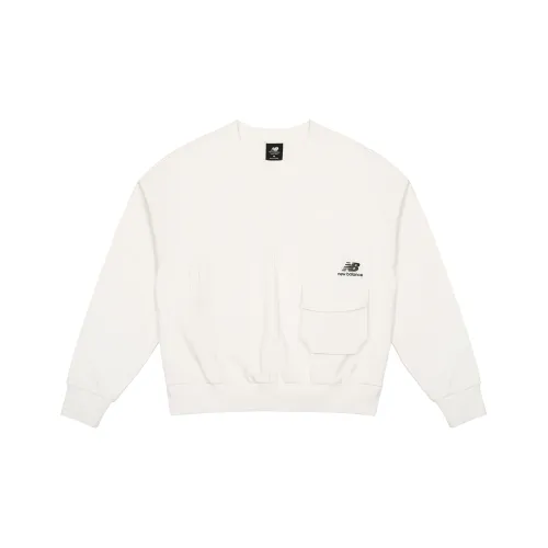 New Balance Crew Neck Loose Fit Sweatshirt Fall And Winter Spring Women's Ivory