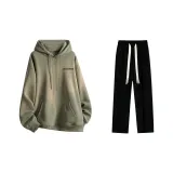 Clothing Sets (Moss Green Sweatshirt+Black Casual Pants)