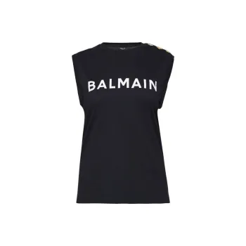 BALMAIN Logo Printed Sleeveless Top