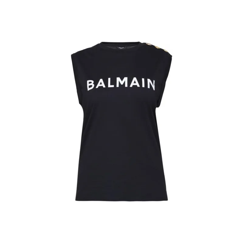 BALMAIN Logo Printed Sleeveless Top-0
