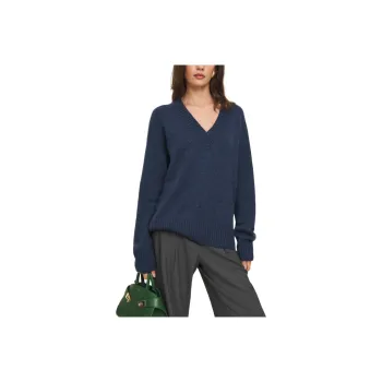 REFORMATION Jadey Cashmere Oversized V-neck Sweater Sweater Women's Danube River