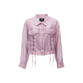 ONLY Versatile Casual Individual Lace Up Shirt Fit Cropped Coat For Women's Women's