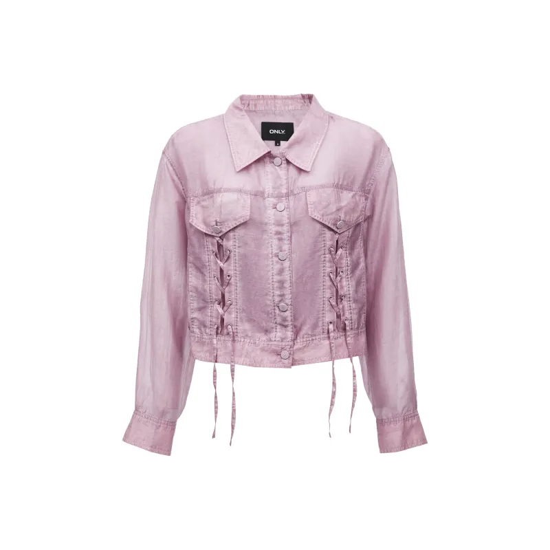 ONLY Versatile Casual Individual Lace Up Shirt Fit Cropped Coat For Women's Women's-0