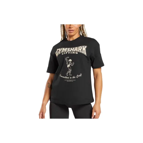 GYMSHARK Drop Shoulder Sleeve T Shirt Women's Black