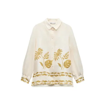 ZARA Shirt Women's Light Apricot Cream/Yellow