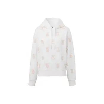 Burberry Women's Monogram Print Drawstring Hoodie White/Beige