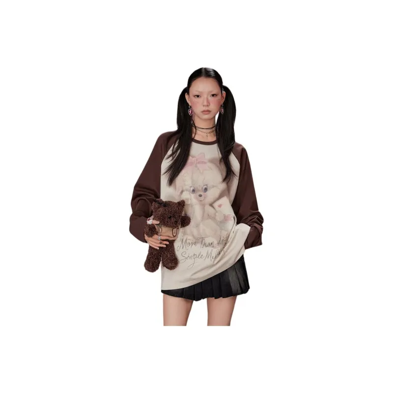 UNIFREE Raglan Sleeve T Shirt Women's Brown-0