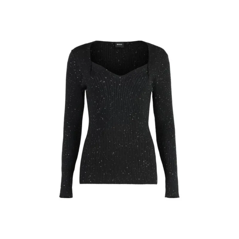 HUGO BOSS Sequin Embellished Ribbed Jumper-0