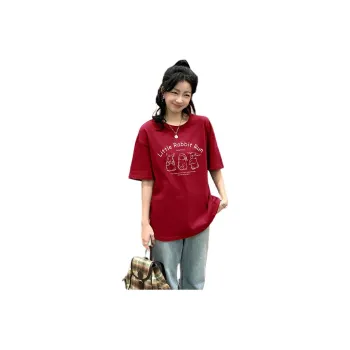 Tonlion Drop Shoulder Sleeve T-Shirt Women's Red