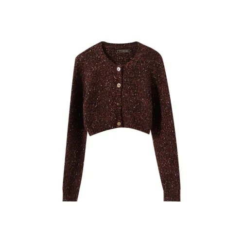YUMOMO STAR Sweater Women's Floral Yarn Coffee