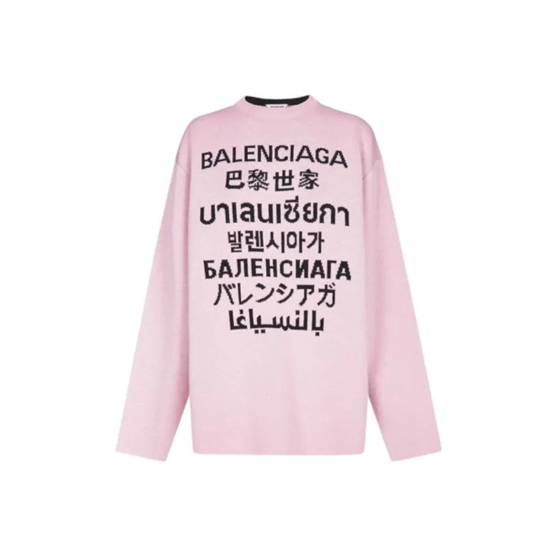 Balenciaga Languages Intarsia Knit Sweater Pink-0