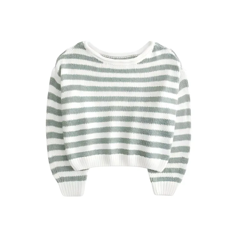 Hollister Sweater Women's Green Stripes-0