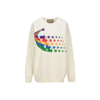 GUCCI Shooting Star Print Sweatshirt White
