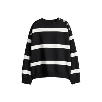 H&M Sweatshirt Women's Black/White Stripes