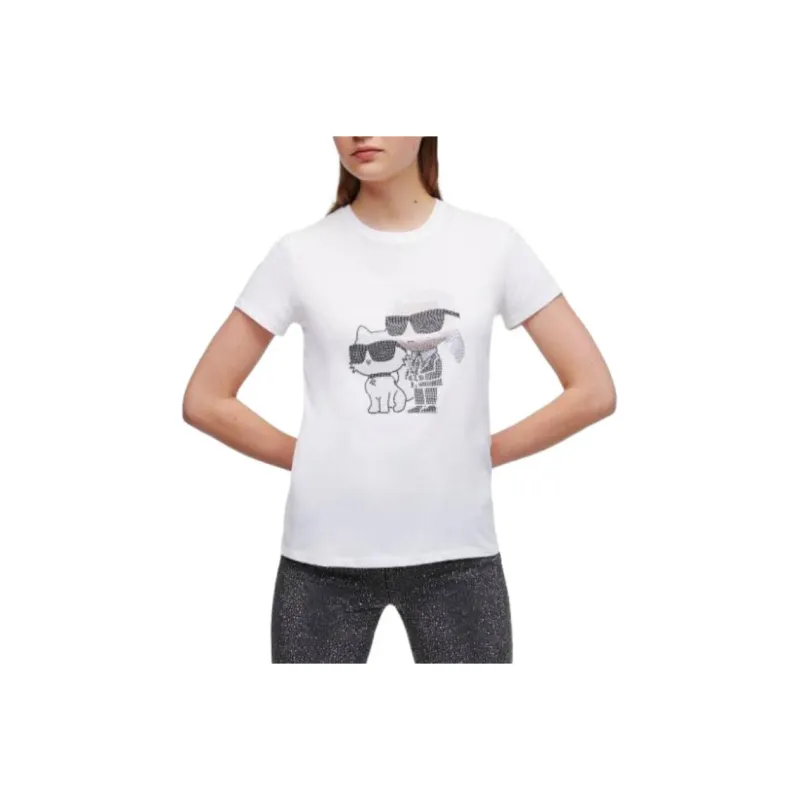 Karl Lagerfeld Ikon Rhinestone embellished T shirt-0