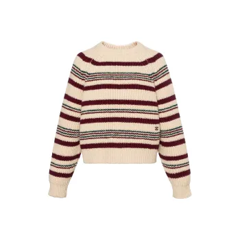 CELINE Crew Neck Sweater In Striped Ribbed Wool