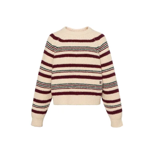 CELINE Crew Neck Sweater In Striped Ribbed Wool