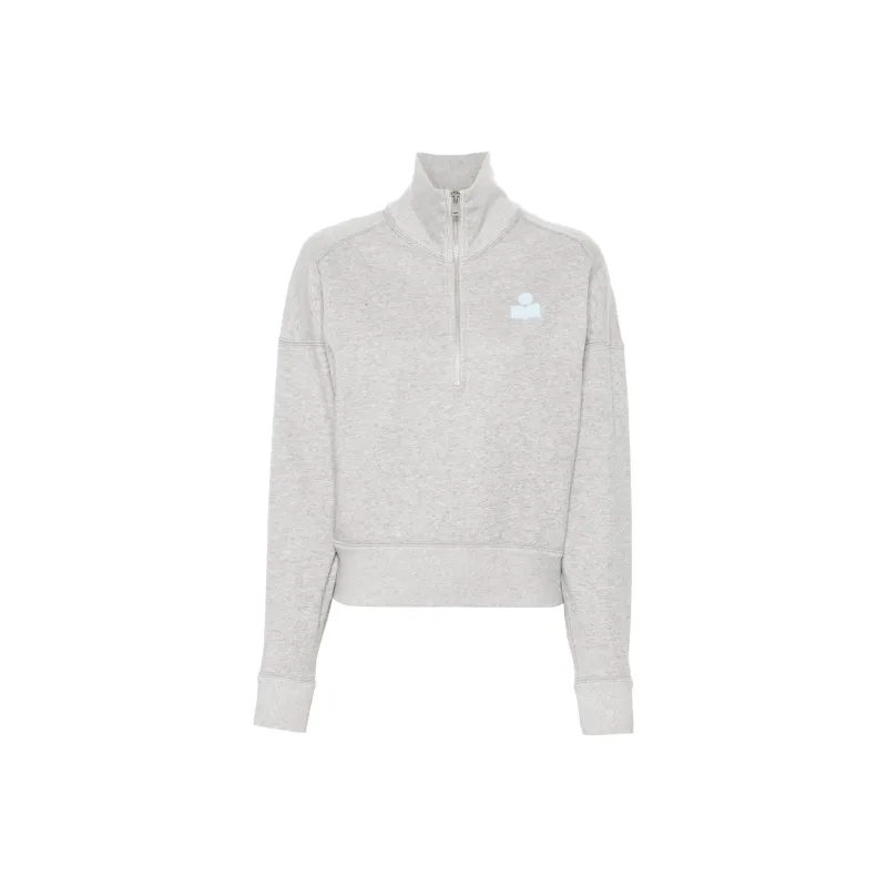 ISABEL MARANT ETOILE Ross Logo Flocked Zip Up Sweatshirt-0