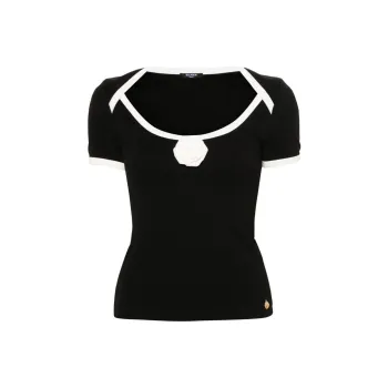 BALMAIN Boat Neck Short Sleeved Top