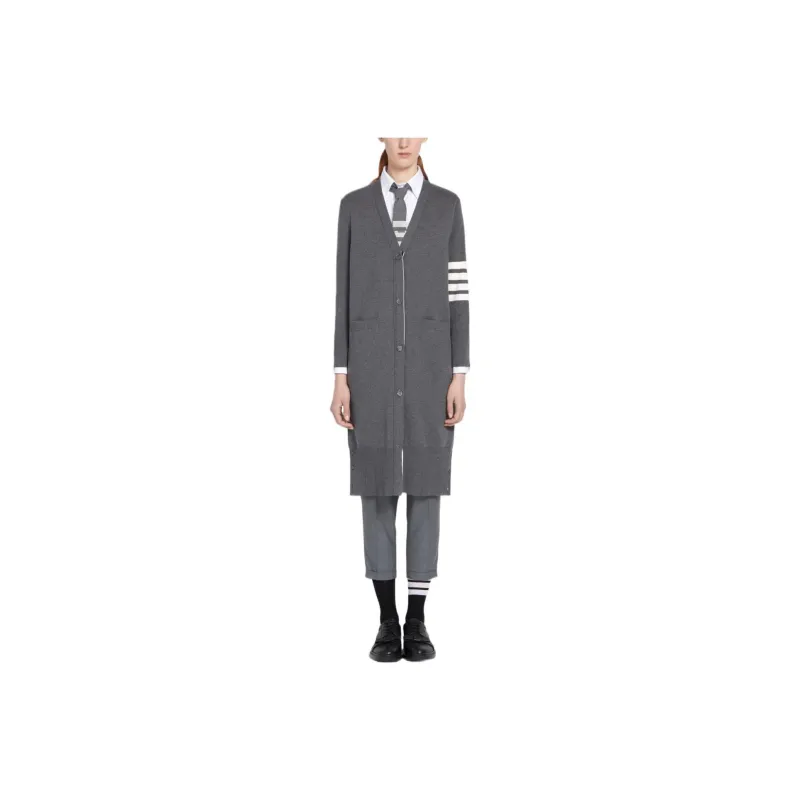 THOM BROWNE 4 Bar V neck Long Cardigan-0