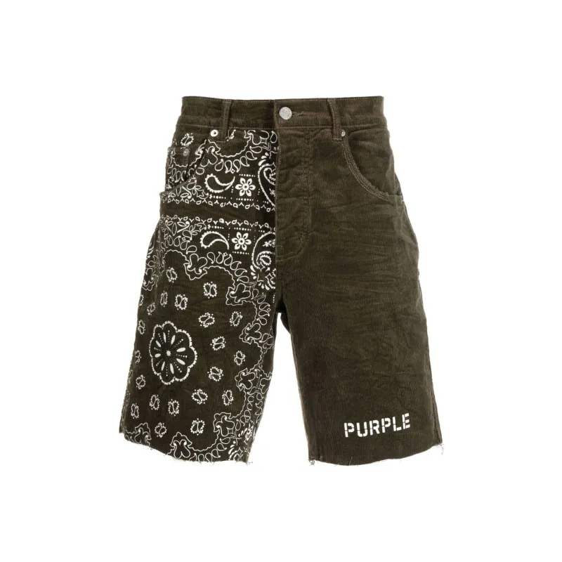 PURPLE-BRAND Olivia Bandana-print Corduroy Shorts-0