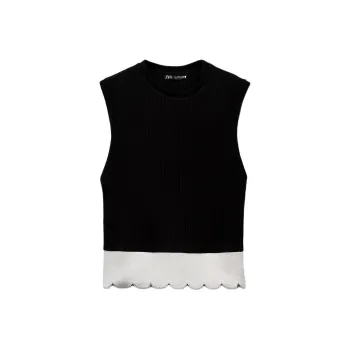 ZARA T Shirt Women's Black/Nude
