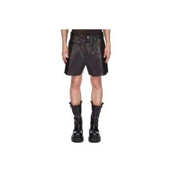 RICK OWENS Geth Cutoffs Leather Shorts