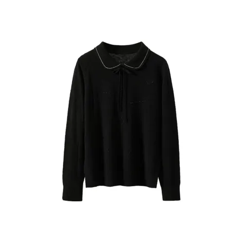 SPRING BANBOO 블랙 여성 스웨터