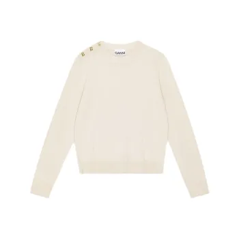 GANNI Alabaster Crewneck Knitted Pullover