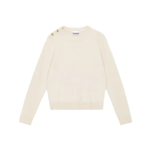 GANNI Alabaster Crewneck Knitted Pullover