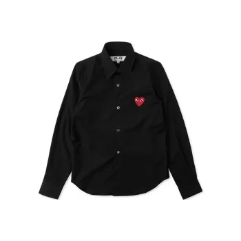 CDG Play Women's Red Emblem Button Up Shirt Black