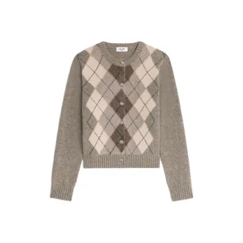 CELINE Cardigan In Argyle Alpaca Wool