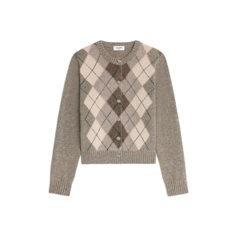 CELINE Cardigan In Argyle Alpaca Wool-0