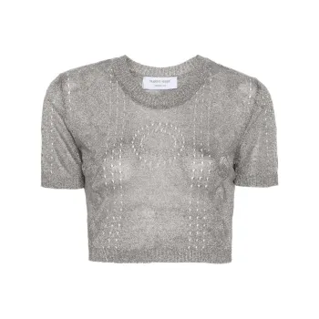 Marine Serre Metallic Fine ribbed Top