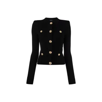 BALMAIN Button embellished Ribbed Cardigan