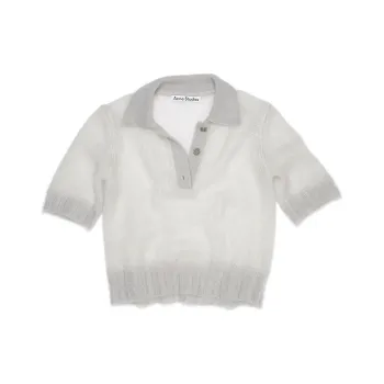 Acne Studios Mohair Polo Shirt 'Pale Grey'
