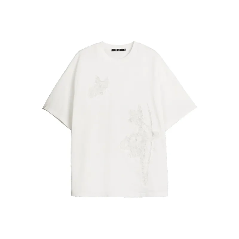 ELLE Drop Shoulder Sleeve T Shirt Women's White-0