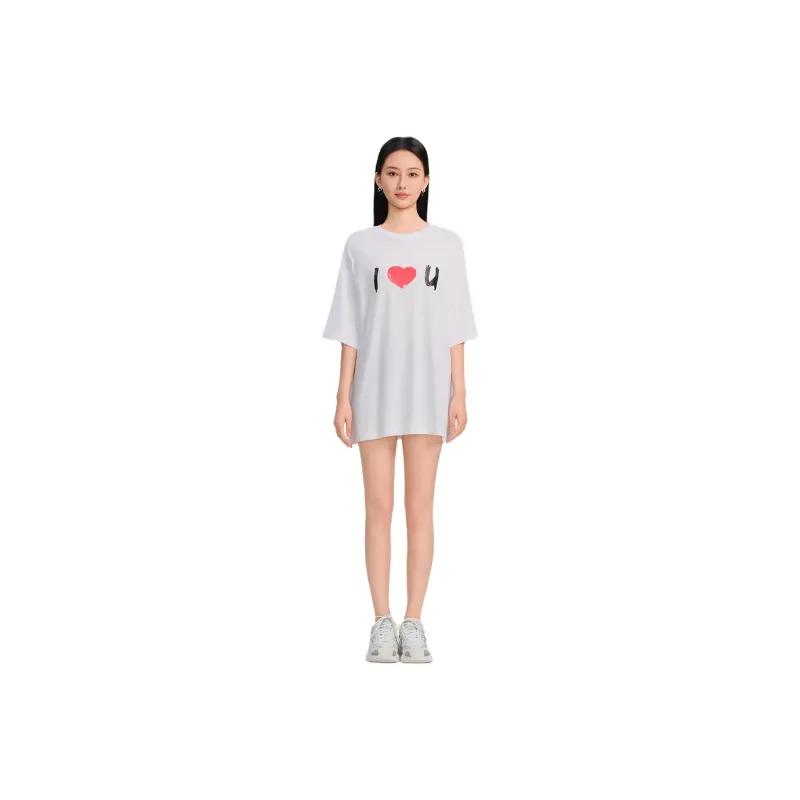 Blood Glitter Drop Shoulder Sleeve T-Shirt Women's White-0