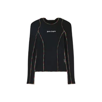 PALM ANGELS Rainbow Stitching Fit Tee Black/White