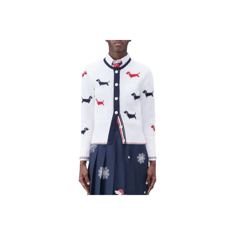 THOM BROWNE Intarsia knit Hector Cotton Cardigan-0