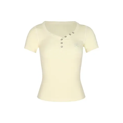 SISC Set in Sleeve T Shirt Women's Light Yellow