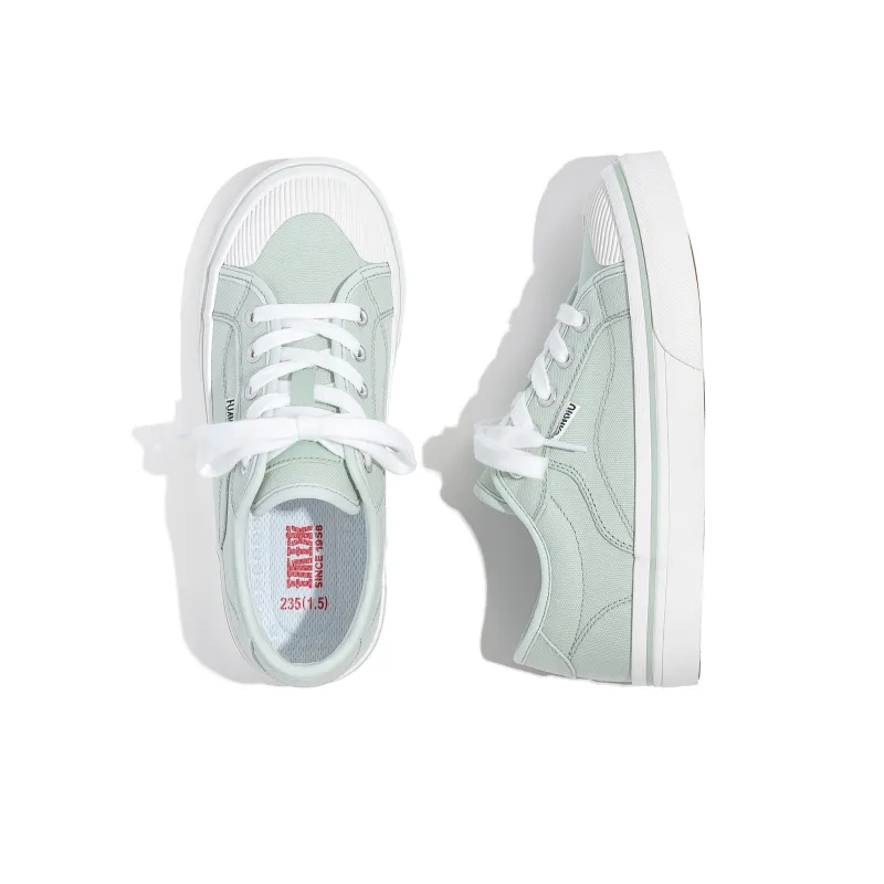 HUANQIU Abrasion Resistant Lightweight Balance Low Top Canvas Shoes Women's Mint Green-5
