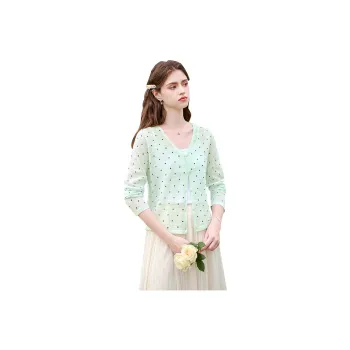 TOUCH Knitwear Women's Green Base With Black Polka Dots